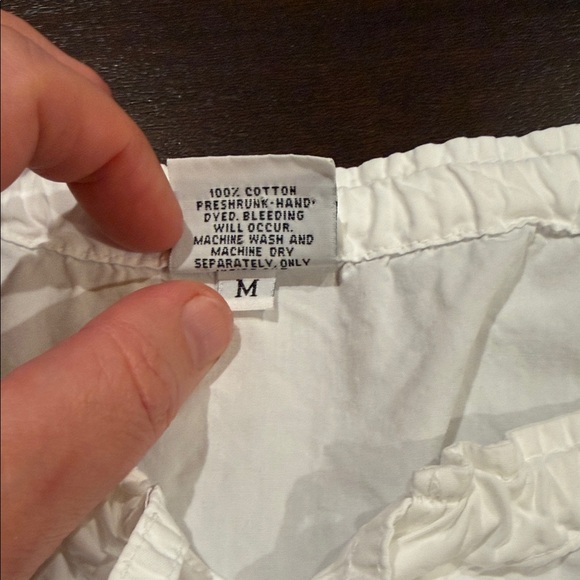 CP Shades White Blouse with Drawstring Ruffled Neckline - Picture 3 of 8